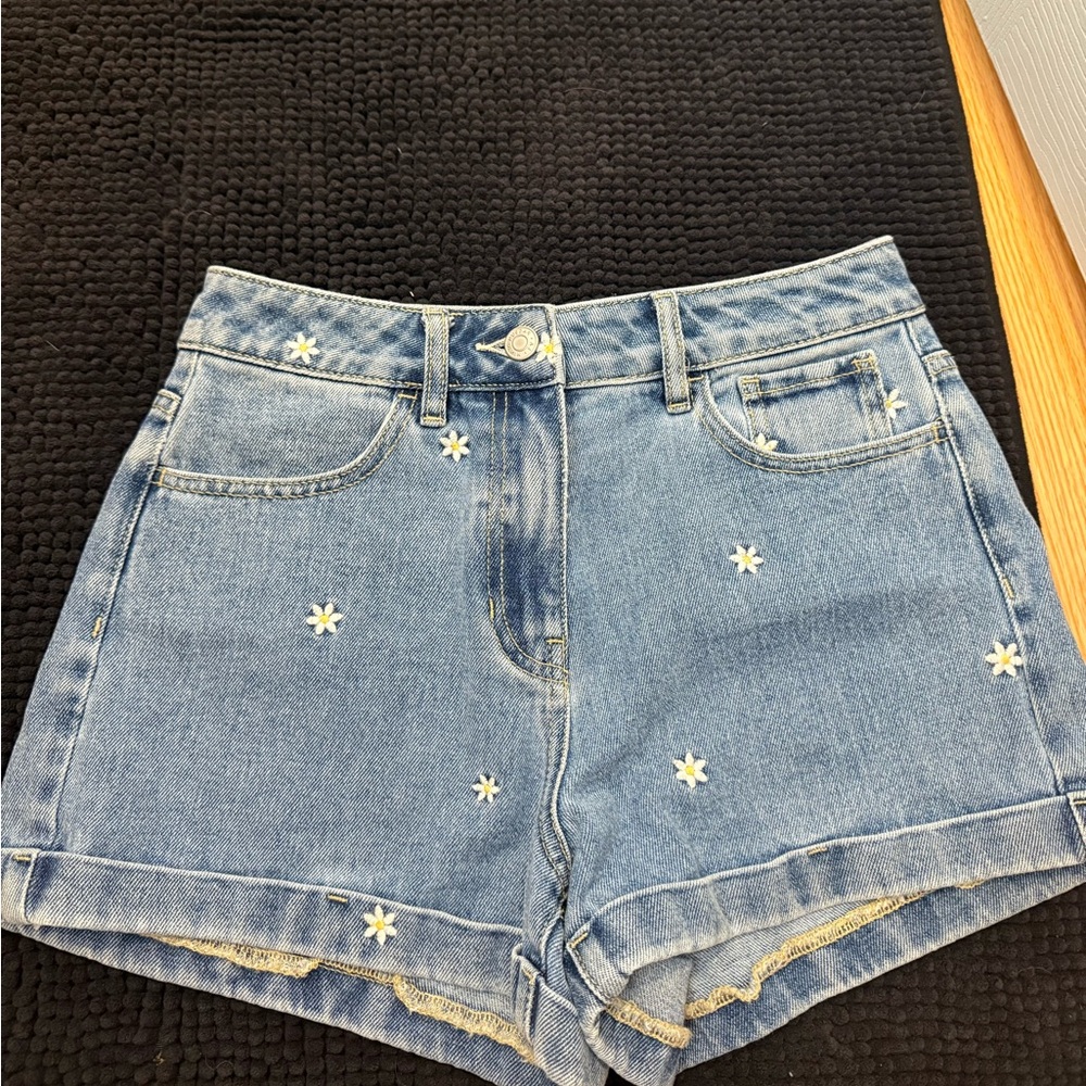 PacSun Blue Jean Shorts with Star Embroidery